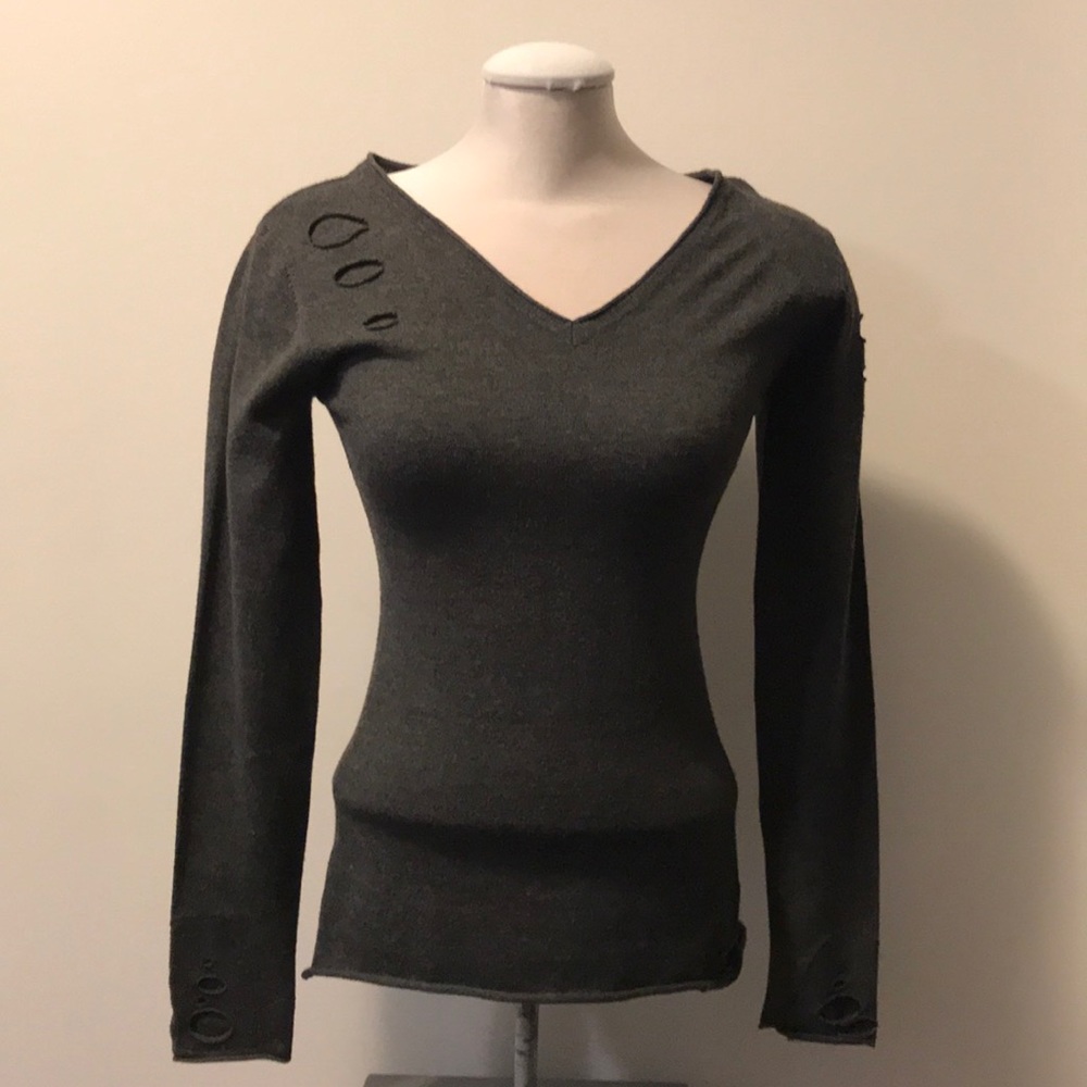 Grey Distressed Pullover